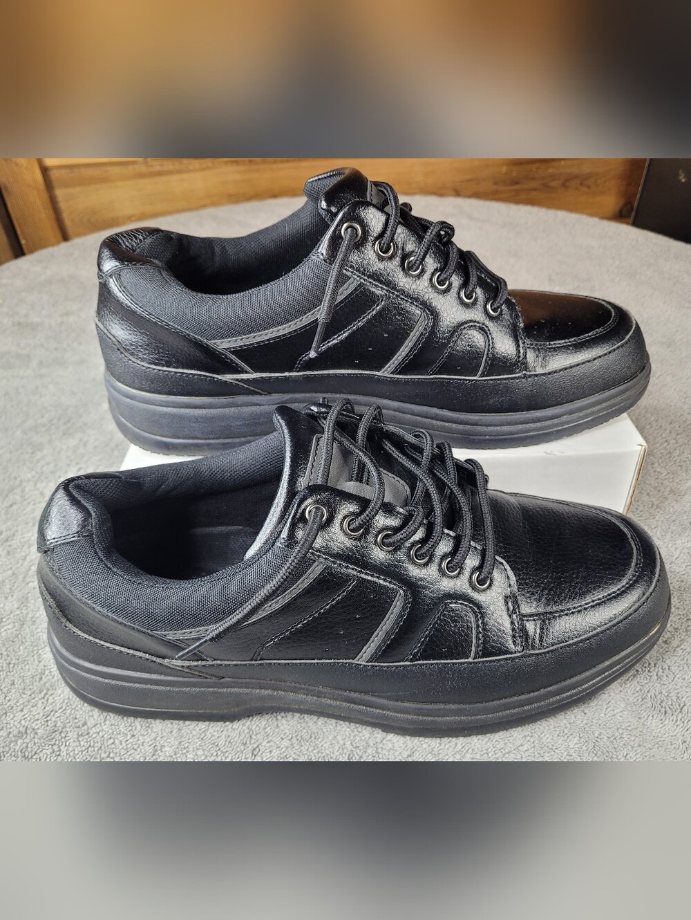 DS Work Officer Shoes Mens 12 Wide Black Faux Leather Lace Up Service